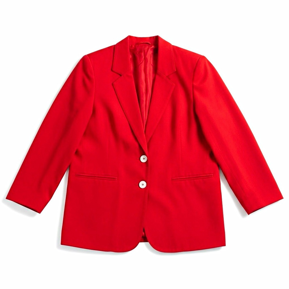 VTG Requirements Petite Womens 10 Red Button Front Blazer Jacket Pockets Lined